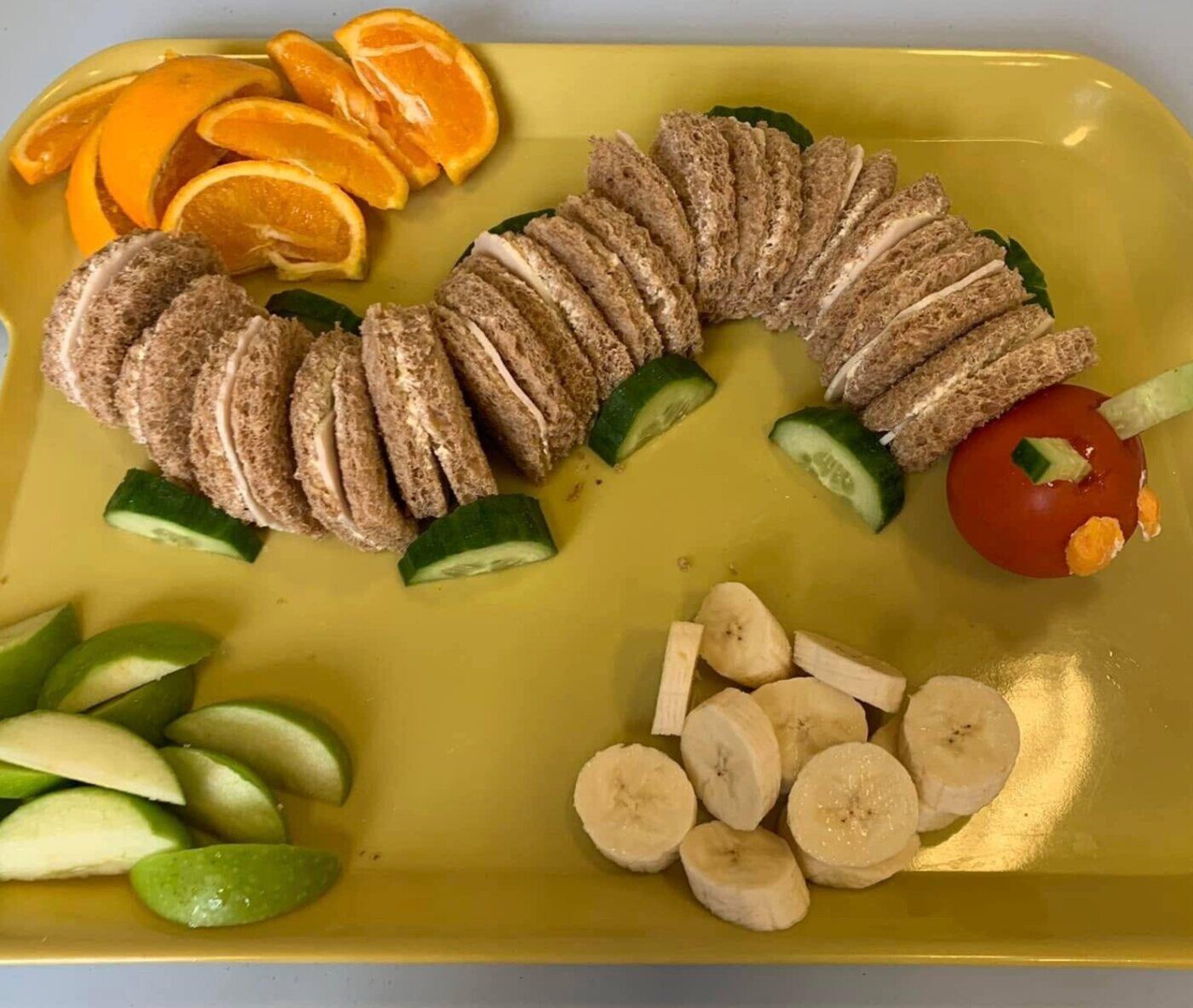 Fresh fruit arranged as a playful snack