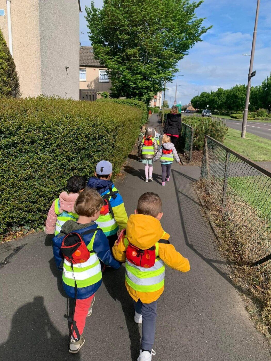 Bonnyrigg children setting off on a community visit