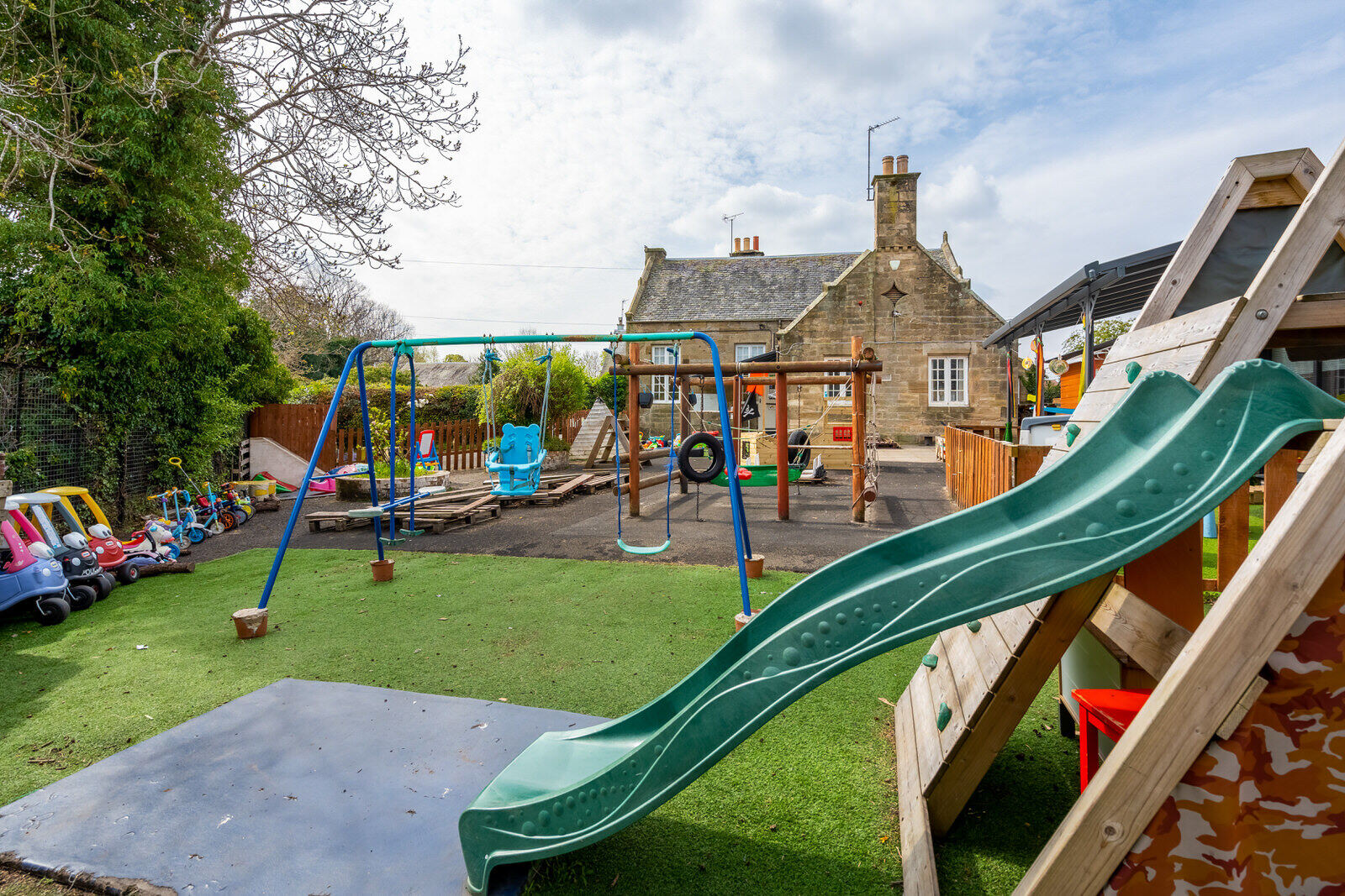 A wide view of the Bonnyrigg nursery grounds